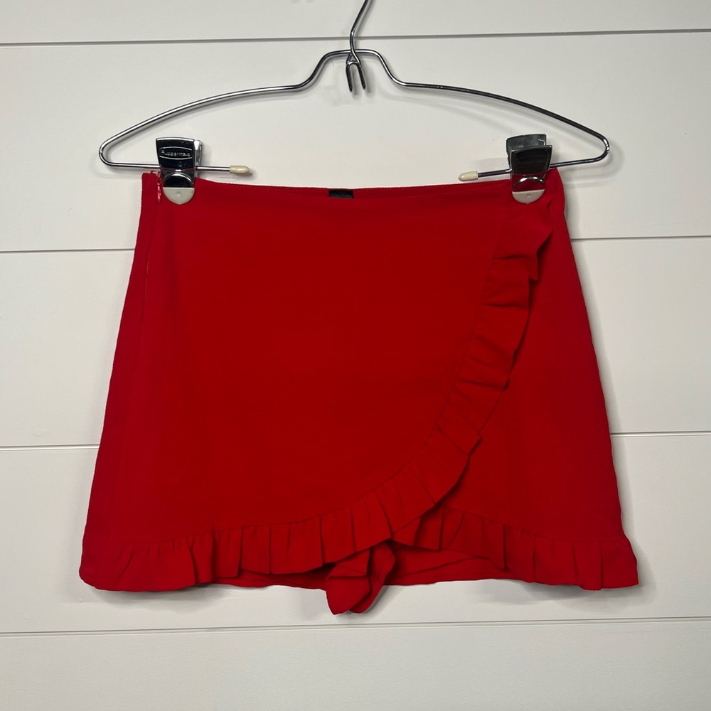 Faux wrap ruffle skort